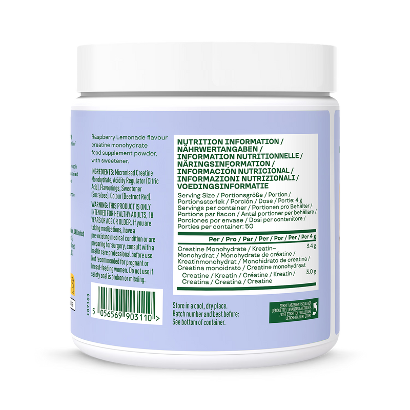 Bloom Raspberry Lemon creatine 203g, imported from the UK