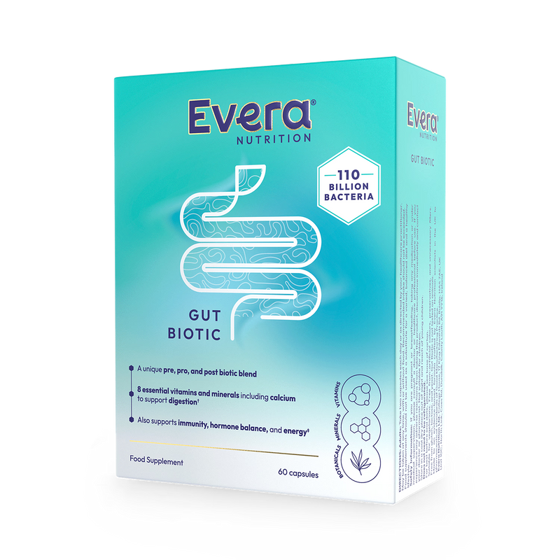 Evera Nutrition Gut Biotic supplement 60 capsules, imported from the UK