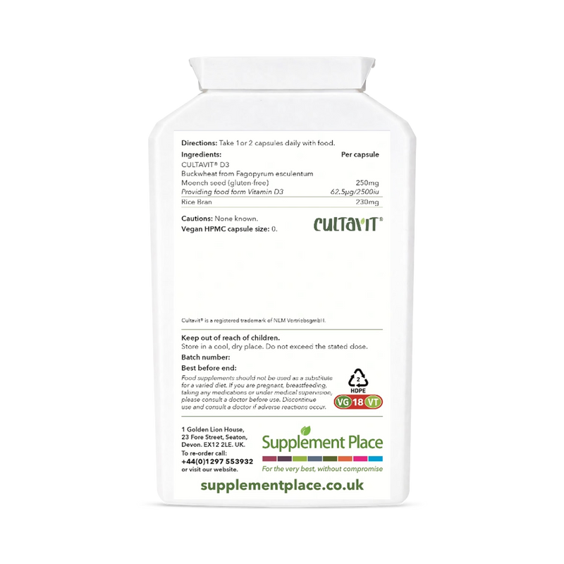 Supplement Place Wholefood Vitamin D3 2500IU 120 capsules, imported from the UK