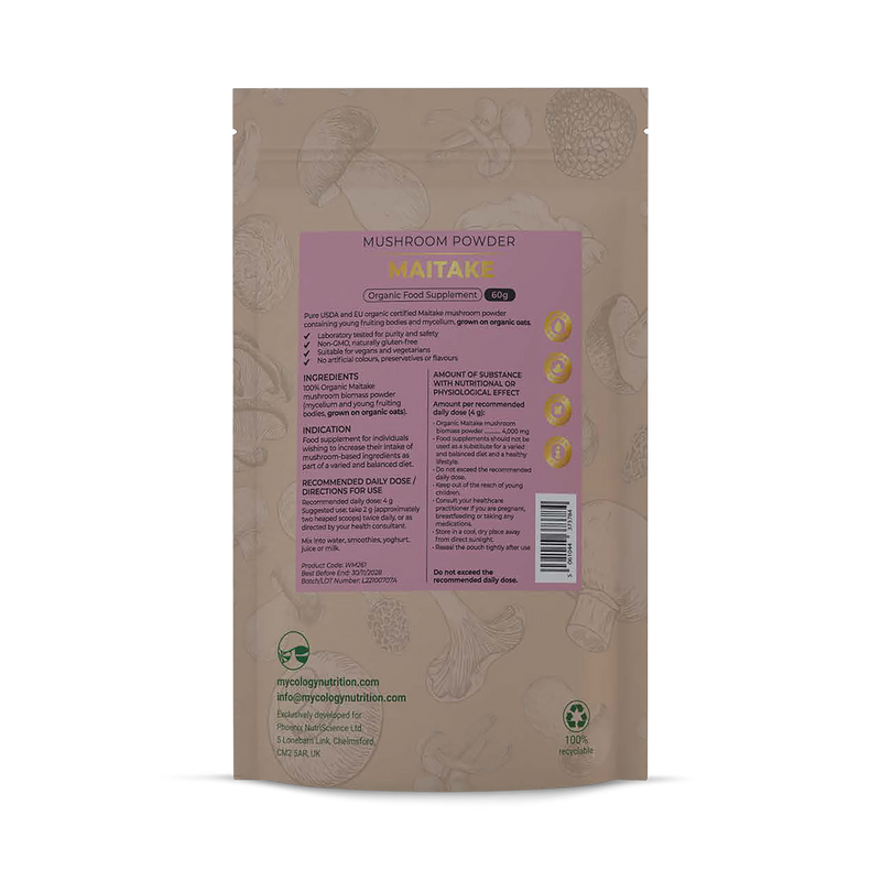 Mycology Nutrition organic maitake mushroom powder 60g, imported from the UK