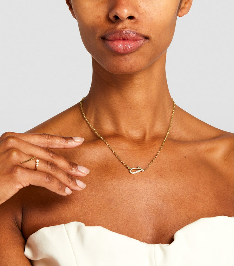 Jade Trau Lola necklace in yellow gold with diamond clasp - British product