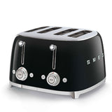 Smeg retro toaster in black with 4 extra-wide slots, UK version