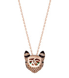Boucheron rose gold leopard necklace with diamonds and emeralds, UK version