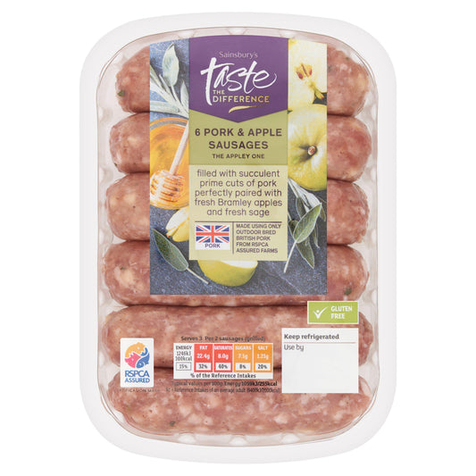 Sainsbury's British Pork & Apple Sausages, Taste the Difference x6 400g GOODS Sainsburys   