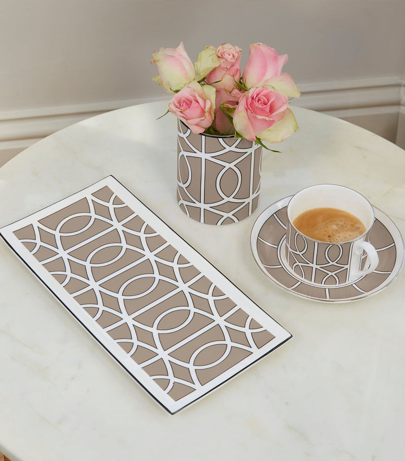 O.W. London bone china rectangular loop plate 29cm, imported from the UK