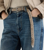 Brunello Cucinelli suede braided belt 2.5cm, imported from the UK