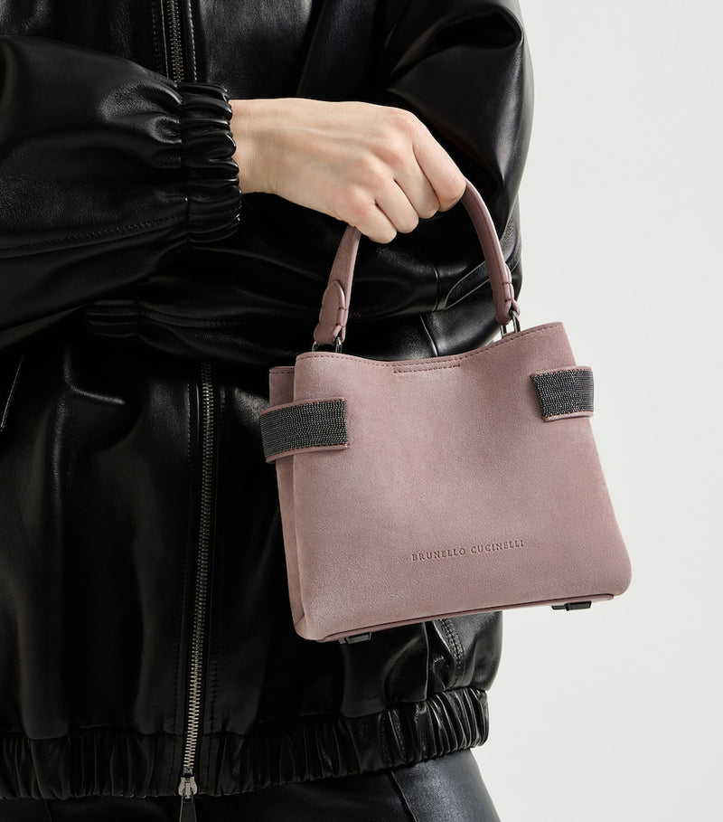 Brunello Cucinelli small suede top-handle bag, UK version
