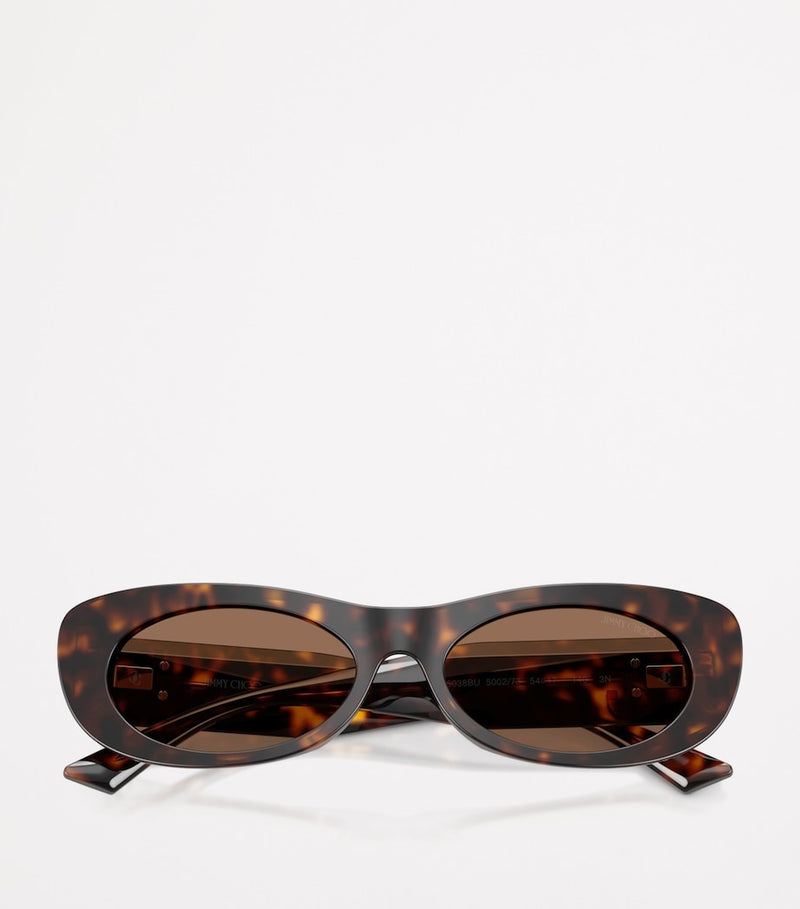 Jimmy Choo Havana oval sunglasses with crystal logo (British brand)