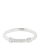 Astrid & Miyu rhodium-plated pavé knot ring (British brand)