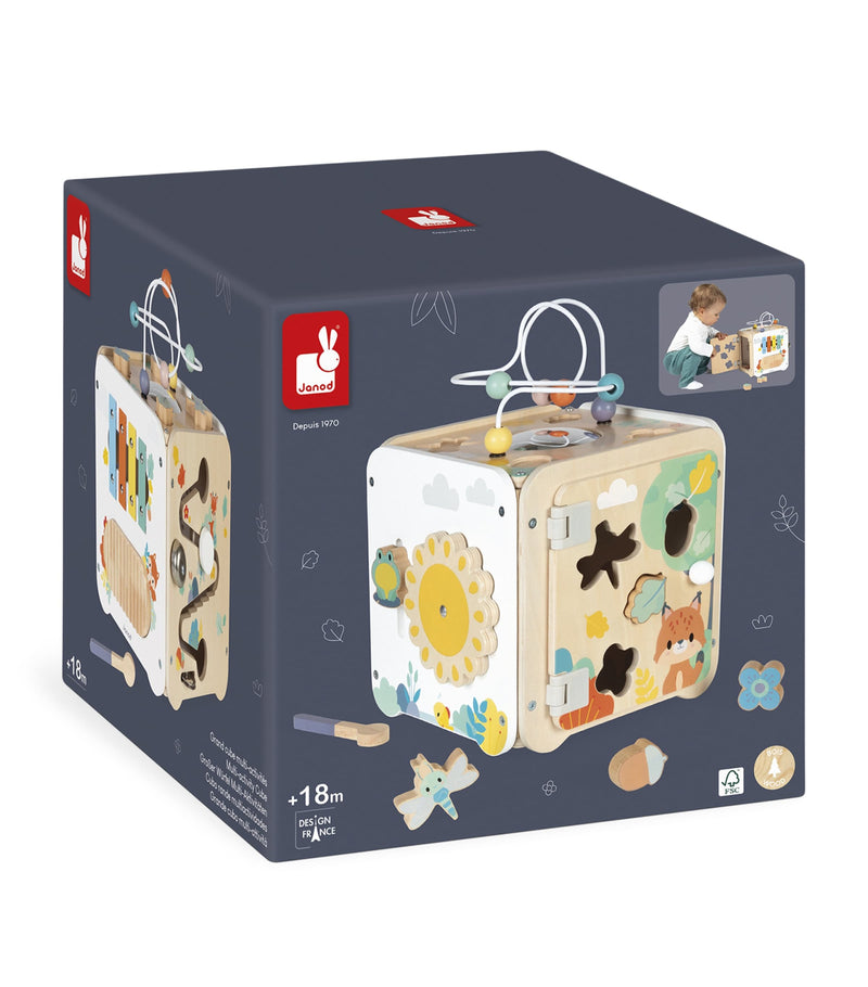 Janod wooden multi-activity cube, imported from the UK