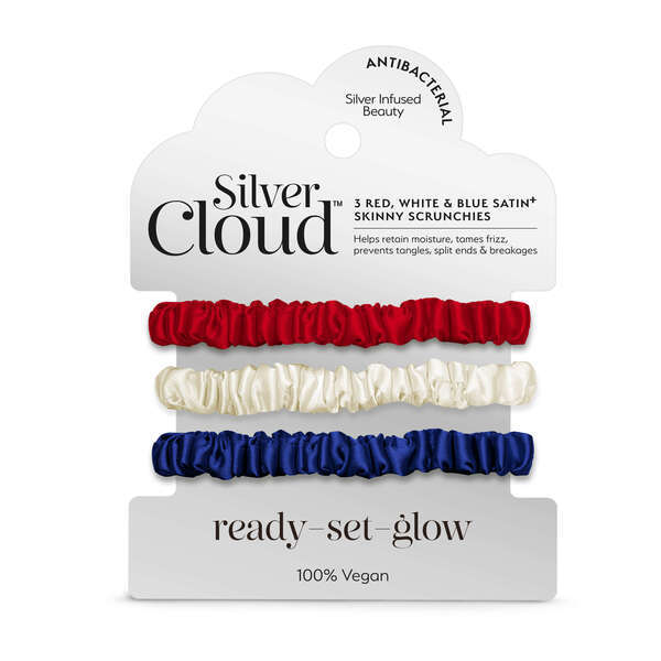 Silver Cloud satin skinny scrunchies World Cup Edition (British brand)