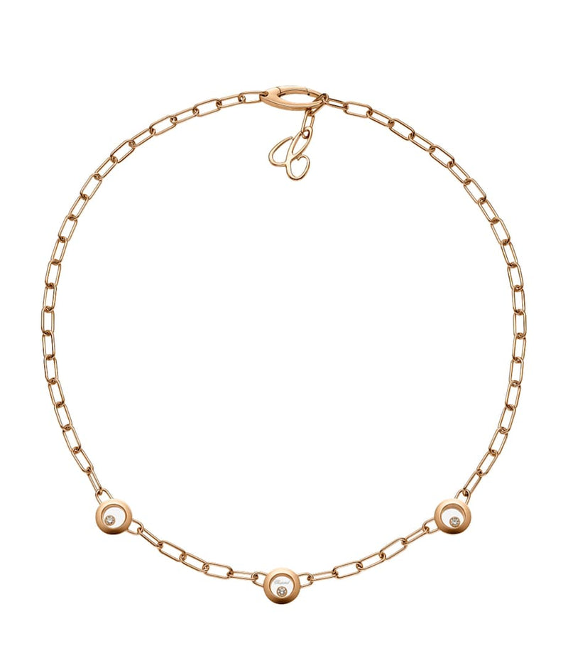 Chopard Happy Diamonds necklace rose gold floating diamonds (British brand)