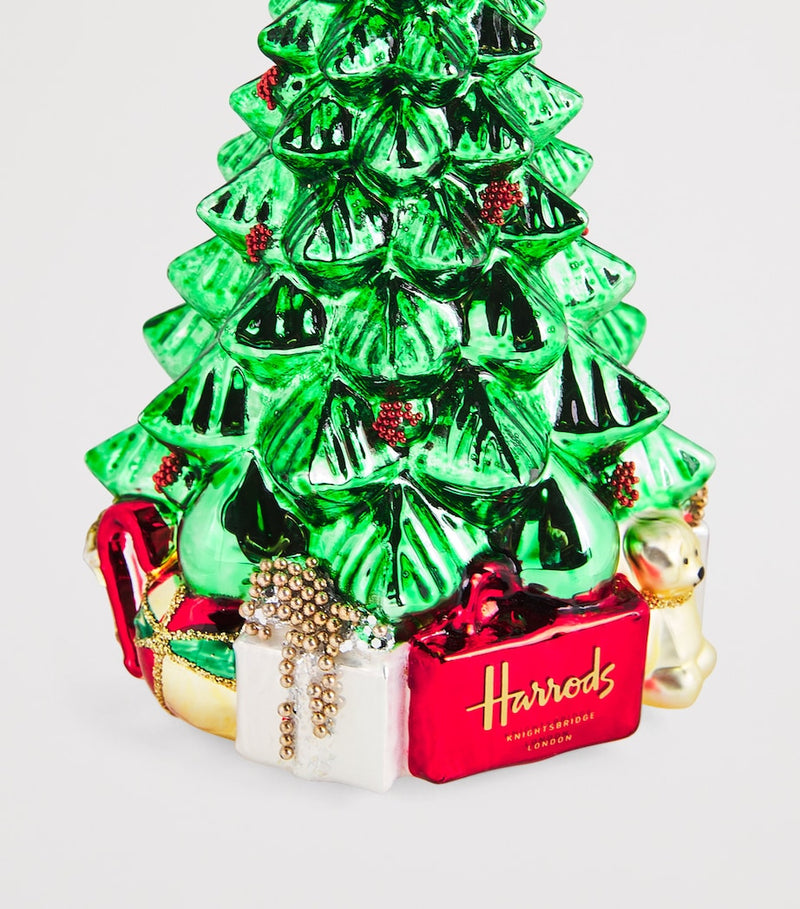 Glittery Resin Christmas Decoration with Velvet Ribbon 14cm x 6cm