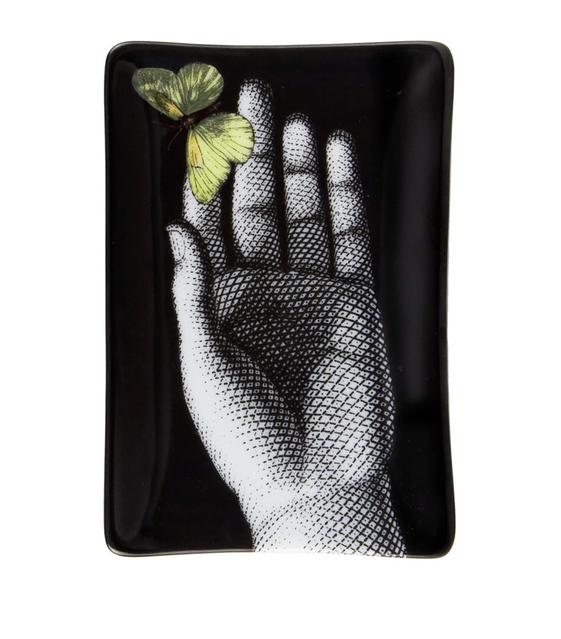 Fornasetti rectangular porcelain ashtray - British product