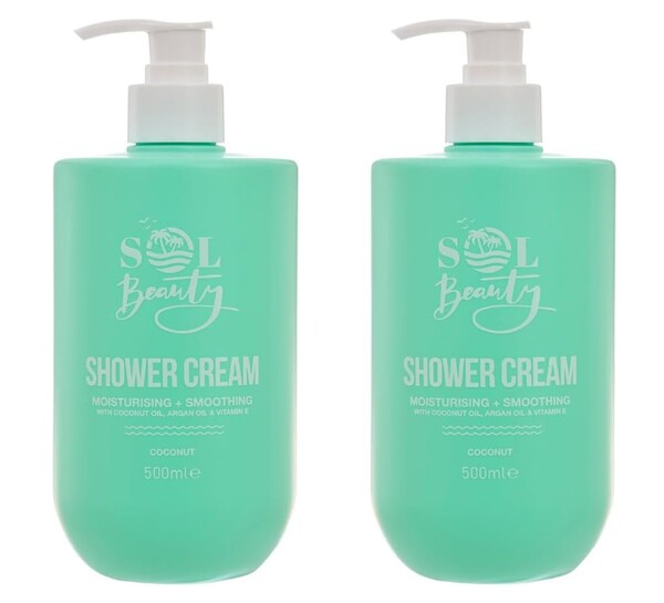 Sol Beauty Moisturising Shower Cream Coconut Scent 2x500ml (British brand)