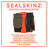 Sealskinz windproof convertible mittens with sheepskin palm, UK version