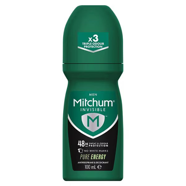 Mitchum Invisible Pure Energy Roll On 100ml, imported from the UK