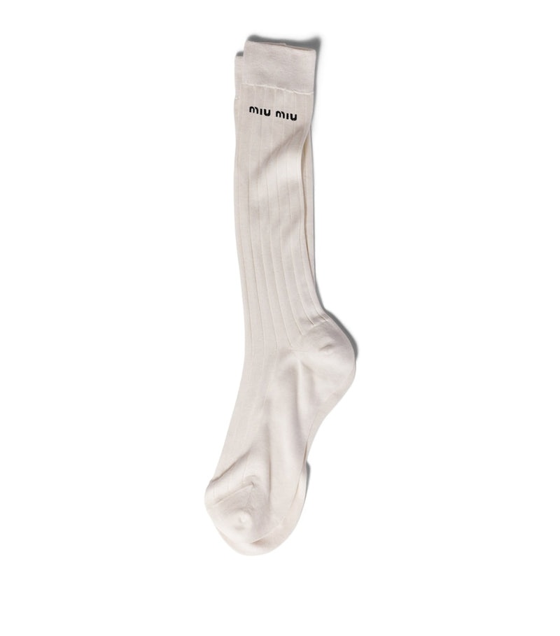 Miu Miu silk-blend logo socks, Italian luxury - British product