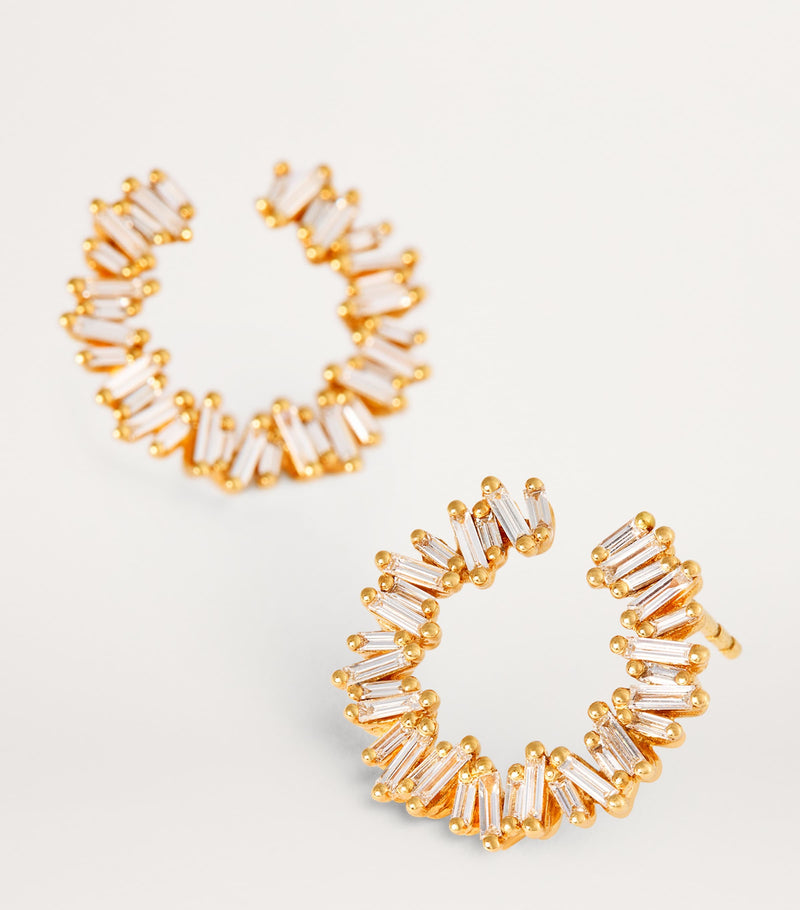Suzanne Kalan yellow gold diamond hoop earrings, UK version