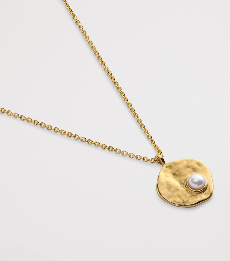Monica Vinader gold vermeil pearl Capri disc necklace, UK version
