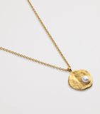 Monica Vinader gold vermeil pearl Capri disc necklace, UK version