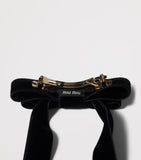 Miu Miu velvet bow hair clip gold-tone logo - British product
