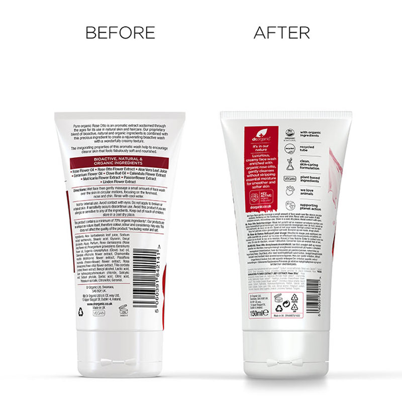 Dr Organic Rose Otto Creamy Face Wash 150ml, UK version