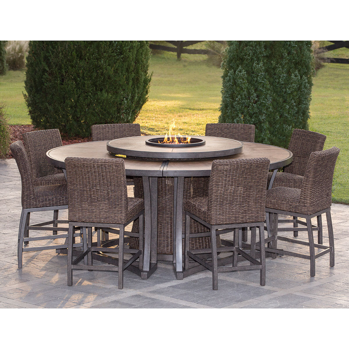 Agio Brentwood 11 Piece High Dining Fire Wicker Chat Set - McGrocer