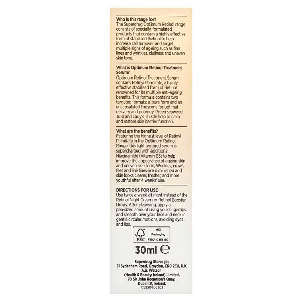 Optimum Retinol Serum 30ml, imported from the UK