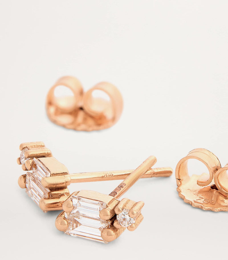 Suzanne Kalan rose gold diamond earrings, imported from the UK