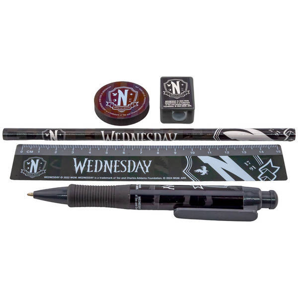Wednesday School Stationery Set Pack of 6 Contains Pen Ruler (British brand)
