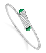 Harrods Marli New York Cleo Midi White Gold Diamond and Agate Slip-On Bracelet- Buy online at McGrocer