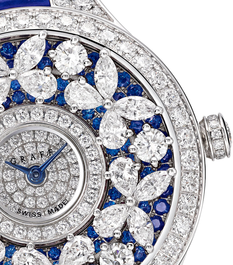 Graff white gold diamond sapphire butterfly watch 33mm (British brand)
