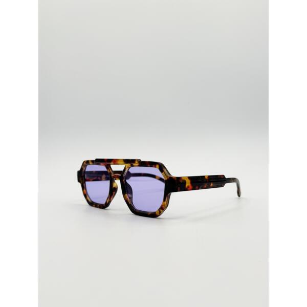 SVNX leopard print sunglasses with purple lenses (British brand)