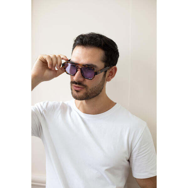 SVNX leopard print sunglasses with purple lenses (British brand)