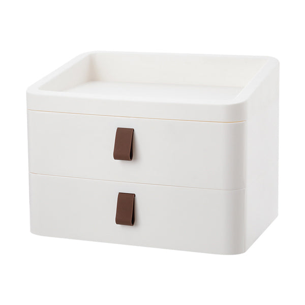 Livingandhome plastic drawer organizer 2 tier white, imported from the UK