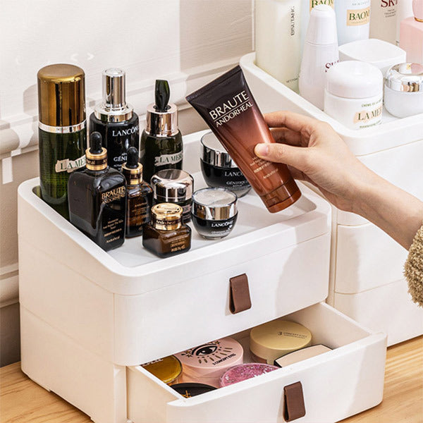 Livingandhome plastic drawer organizer 2 tier white, imported from the UK