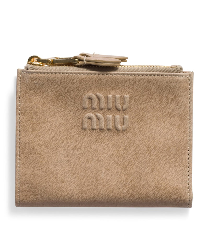 Miu Miu small nappa leather wallet with gold-tone hardware (British brand)