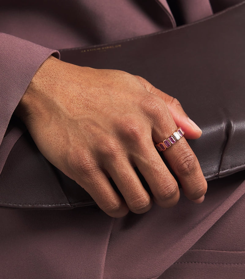 SHAY rose gold pink sapphire and diamond eternity ring (British brand)