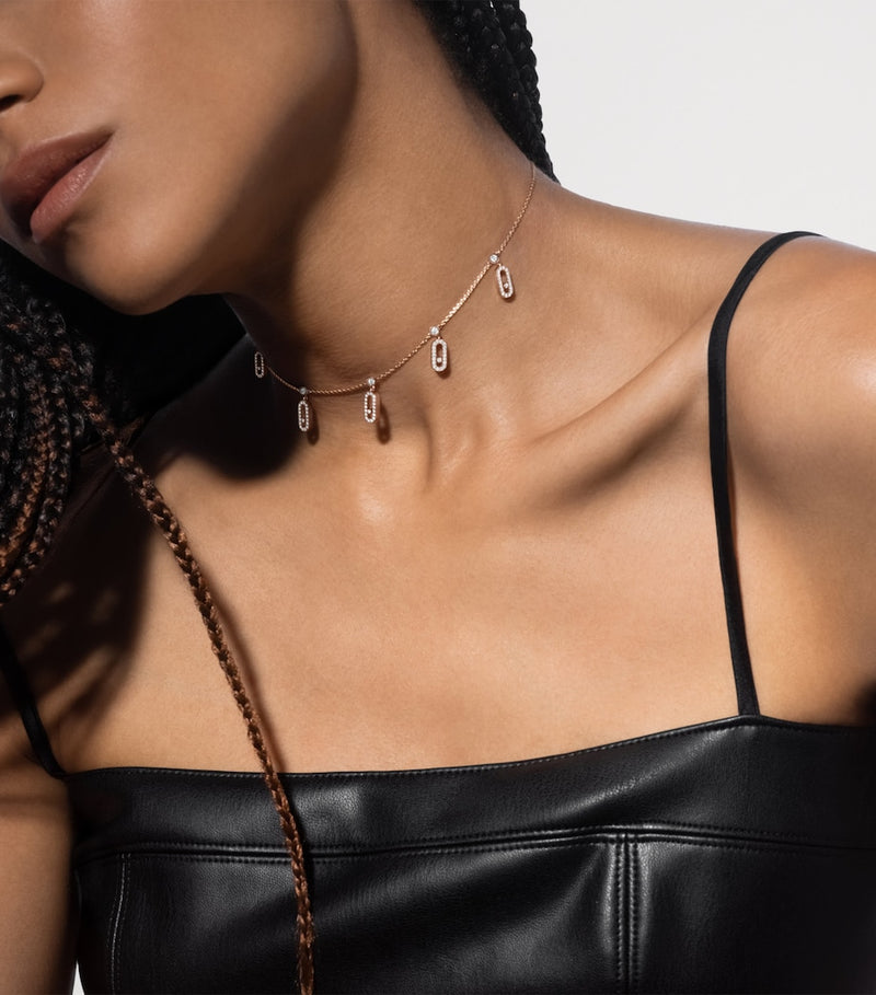 Messika Move Uno pink gold diamond pavé necklace 0.61ct (British brand)