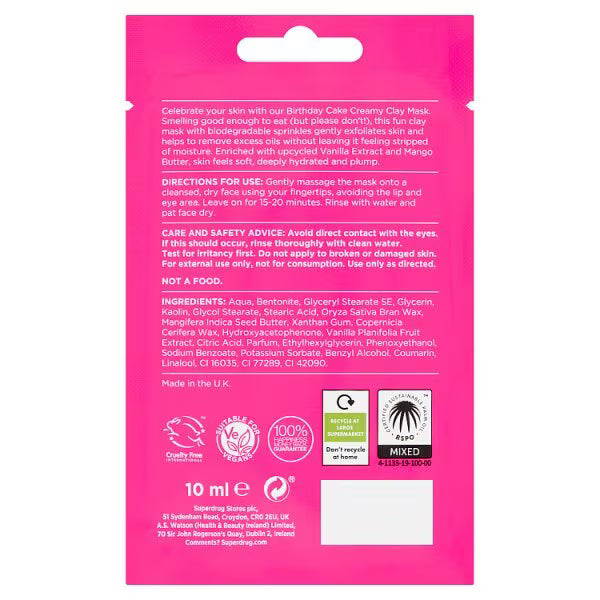 Superdrug Birthday Cake Creamy Clay Face Mask (British brand)