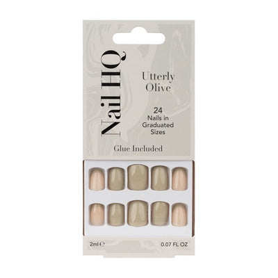 Superdrug Nail HQ Utterly Olive Square Artificial Fingernails with Glue Pack- Buy online at McGrocer