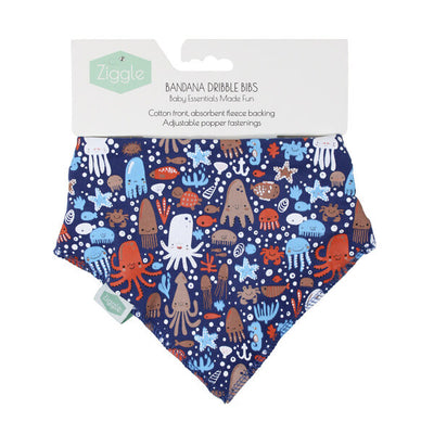 Superdrug Ziggle Bandana Dribble Bib Blue Under The Sea Soft Cotton- Buy online at McGrocer