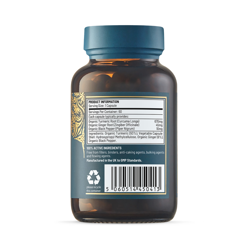 Ayurvediq organic turmeric ginger black pepper capsules 60 capsules - British product