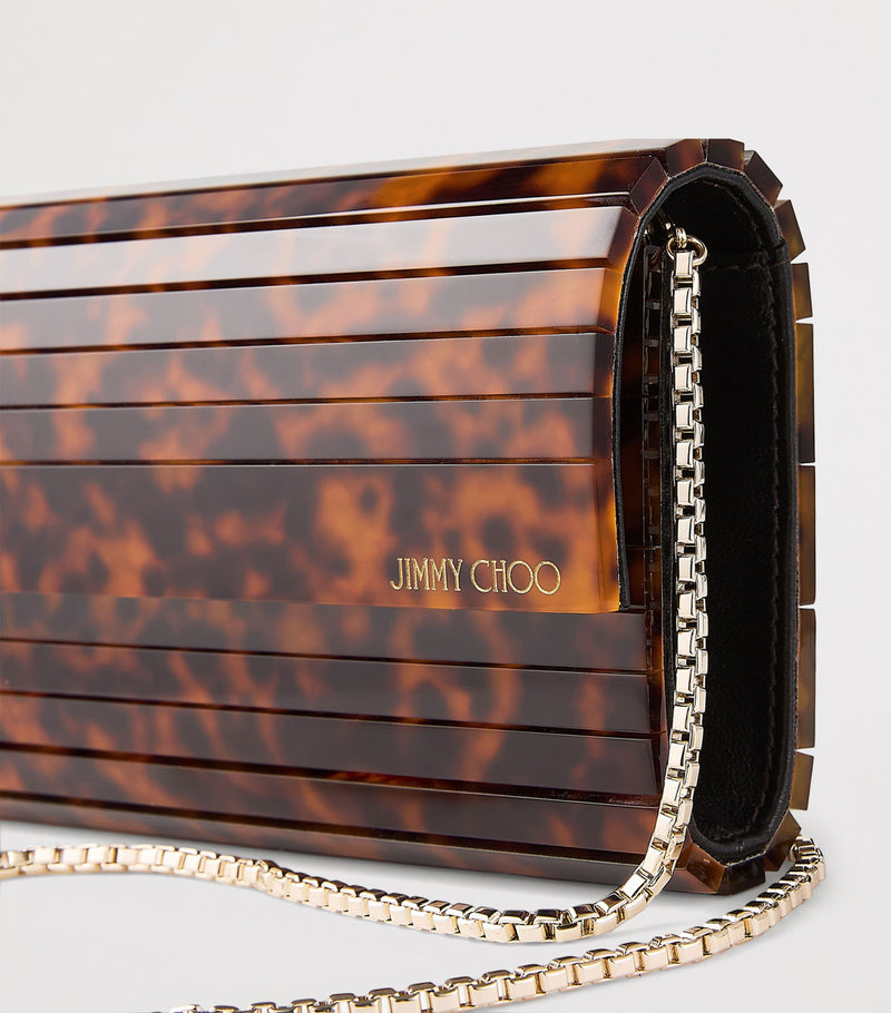 Jimmy Choo Sweetie panelled clutch bag tortoiseshell - British product