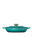 Le Creuset cast iron petal shallow casserole 26cm, imported from the UK