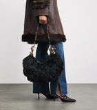 Chloé black feather crescent shoulder bag - British product