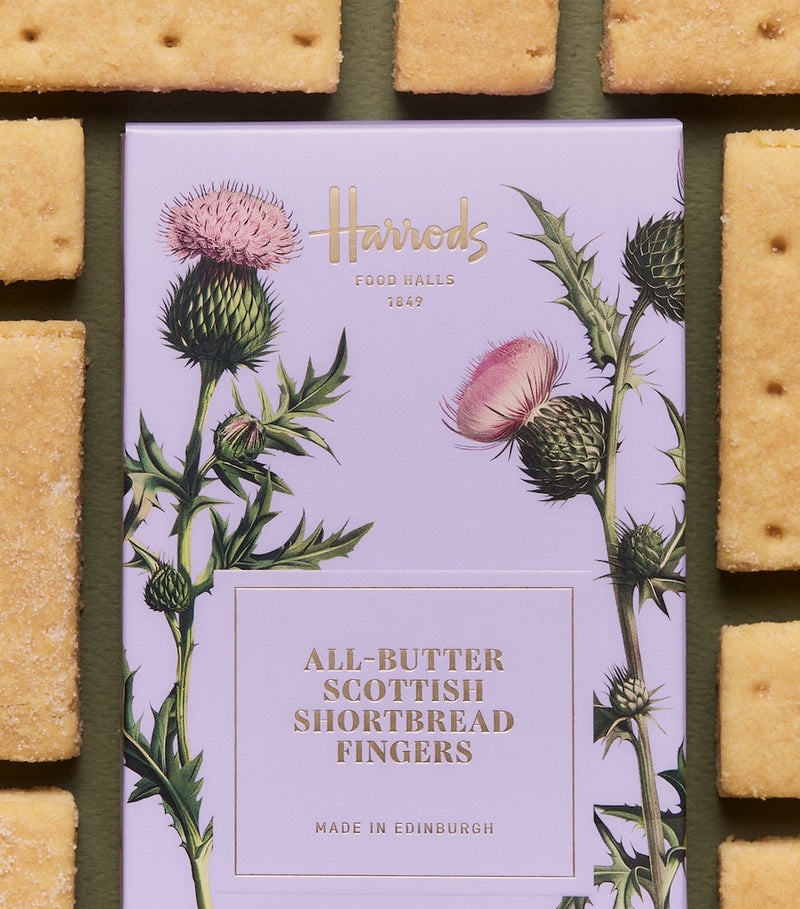 Harrods afternoon tea gift box with shortbread, jam, cocoa almonds (British brand)