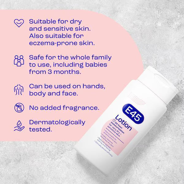 E45 dermatological moisturising body lotion 200ml - British product