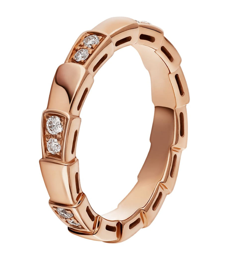 Bvlgari Serpenti Viper ring rose gold diamonds (British brand)